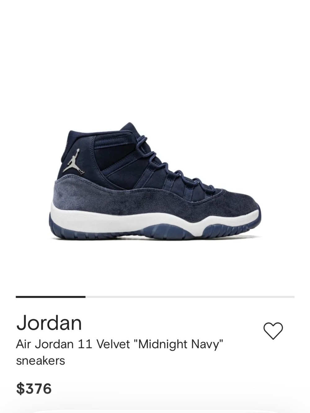 Jordan Navy Velvet Air 11 High-Top Sneakers